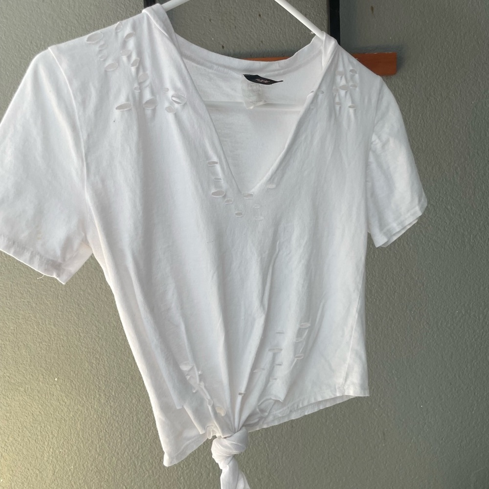 White crop top size medium tie front